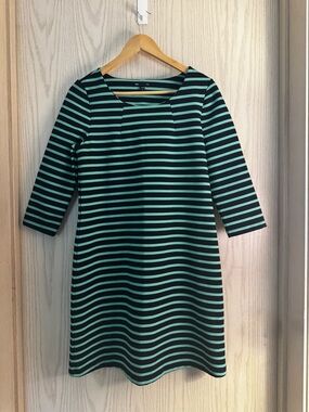 GAP Black and green Striped Midi Dress